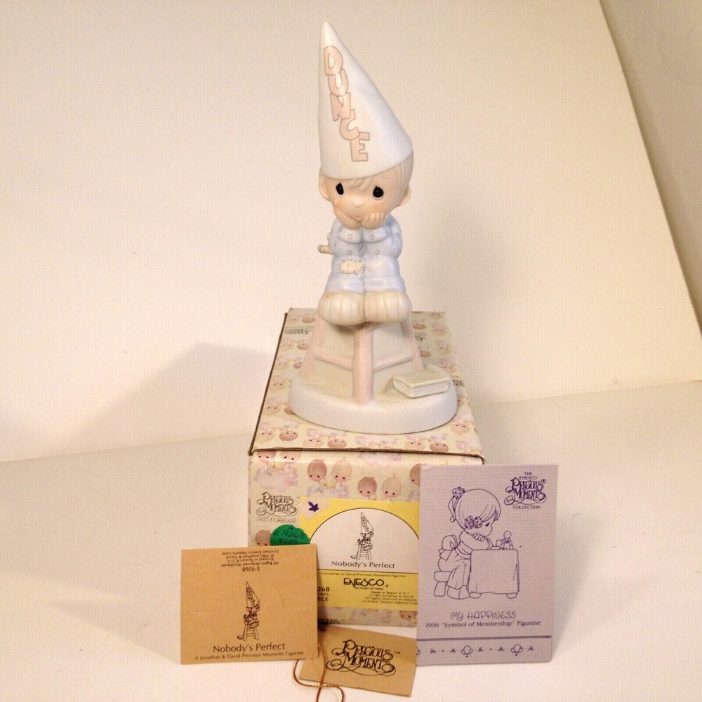 Vintage Precious Moments E-9268 Nobody's Perfect Dunce 1982
